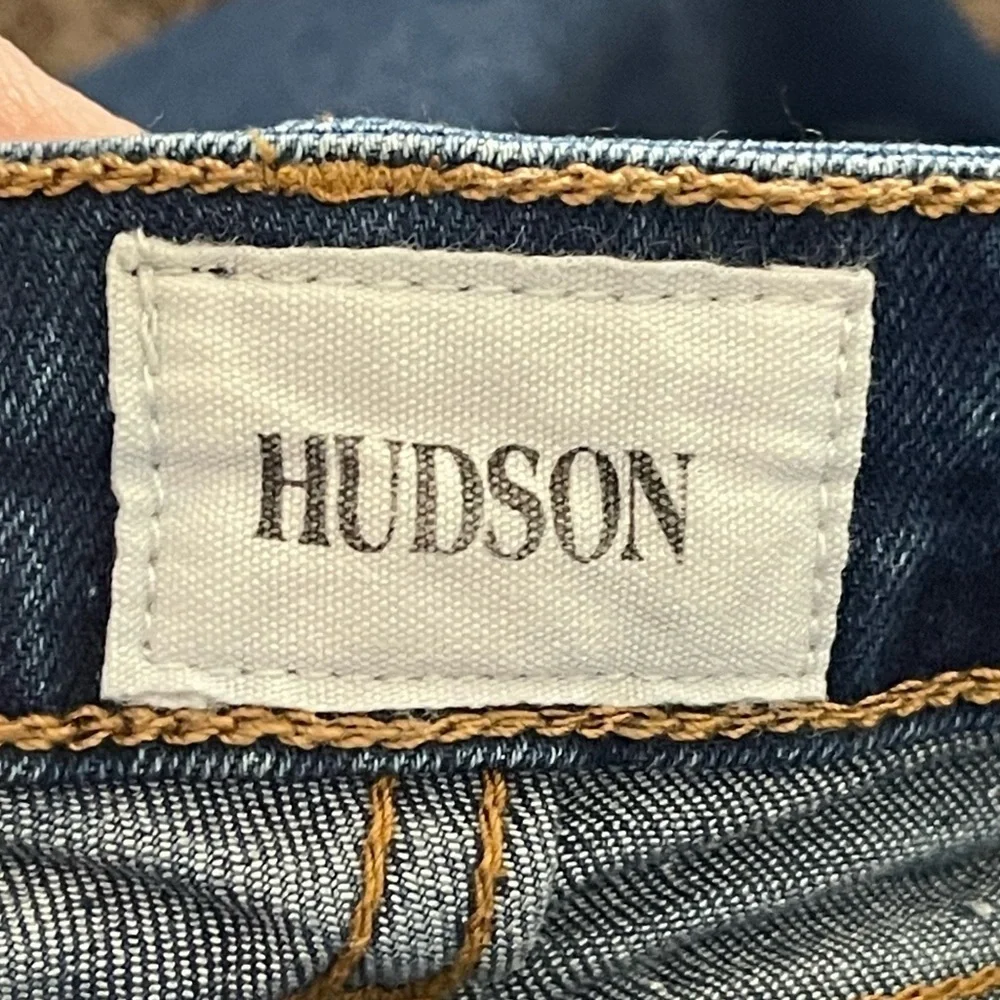 Hudson distressed dark wash cuffed jeans